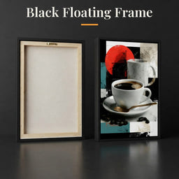 Morning Rituals Within Geometric Forms - Black Floating Frame back and front