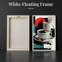 Morning Rituals Within Geometric Forms - White Floating Frame back and front