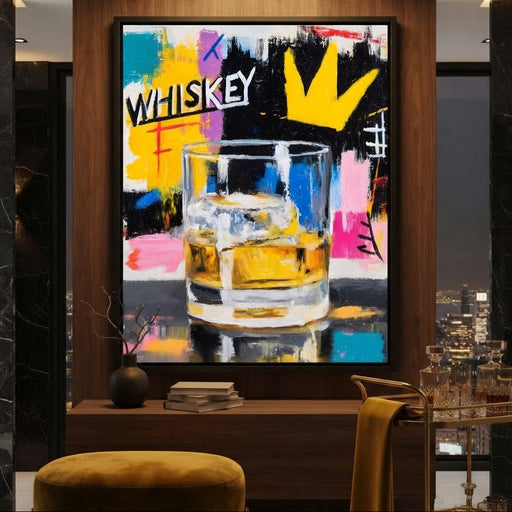 Neon Whiskey Crown Toast Canvas Print