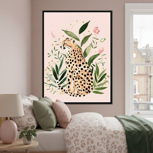 Golden Cheetah Tropical Garden Canvas Print