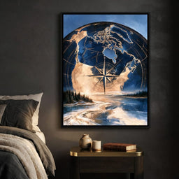 Northern Compass Over Frozen Tundra - bedroom mockup