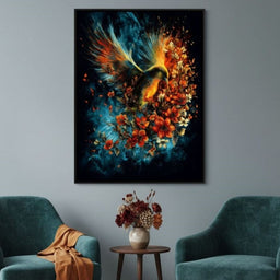 Flaming Phoenix Floral Burst