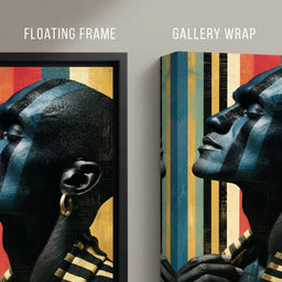Pan Africa Colours Silhouette - floating frame vs gallery wrap detail