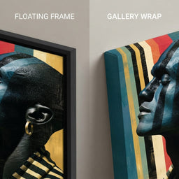 Pan Africa Colours Silhouette - floating frame vs gallery wrap detail