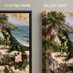 Patient Watcher of the Pacific Shore - floating frame vs gallery wrap detail