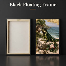 Patient Watcher of the Pacific Shore - Black Floating Frame back and front