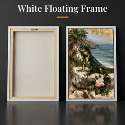 Patient Watcher of the Pacific Shore - White Floating Frame back and front