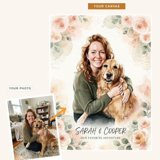 The Pet & Person Watercolor Canvas Print