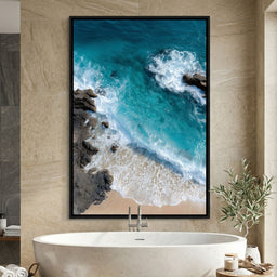 Turquoise Tide on Rock Shore