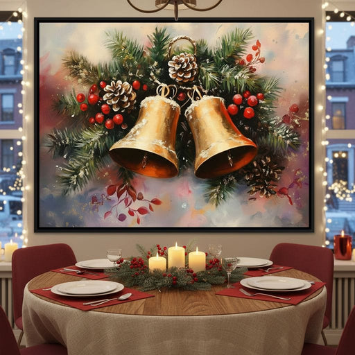 Golden Christmas Bells Garland Canvas Print