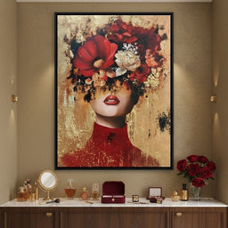 Gilded Red Floral Crown Portrait