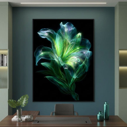 Radiant Emerald Flora Pulse Canvas Print