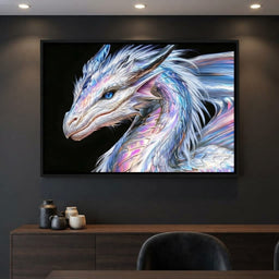 Radiant Scales of the Glacial Guardian - dining room mockup