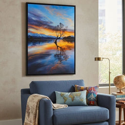 Lone Willow Sunset Reflection