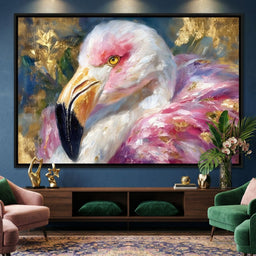 Golden Pink Flamingo Portrait