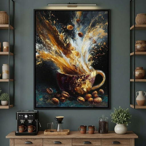 Golden Espresso Burst Cup Canvas Print