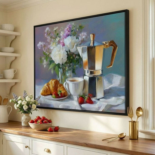 Morning Coffee & Strawberries Canvas Print