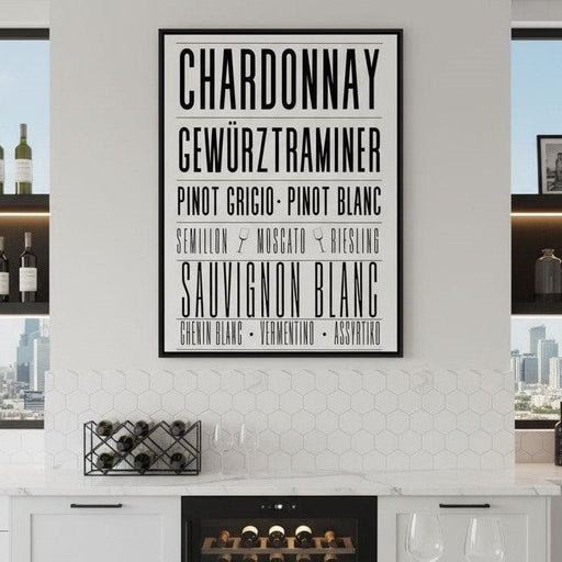 White Wine Typography Canvas Print