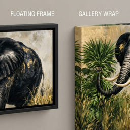 Silent Monarch of the Gilded Savanna - floating frame vs gallery wrap detail