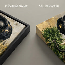 Silent Monarch of the Gilded Savanna - floating frame vs gallery wrap detail