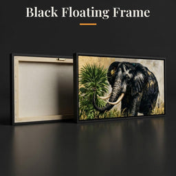 Silent Monarch of the Gilded Savanna - Black Floating Frame back and front