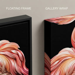 Silk Strand Flamingo Curve - TooplesArt - floating frame vs gallery wrap detail