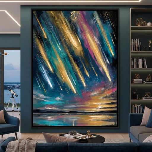 Golden Meteors Over Silent Lake Canvas Print