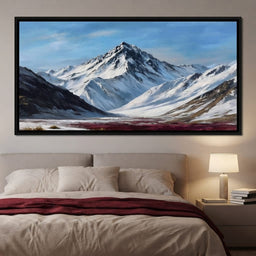 Snowy Alpine Peak Over Heather - room mockup 1