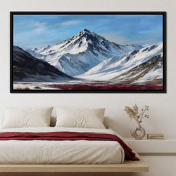 Snowy Alpine Peak Over Heather - room mockup 2