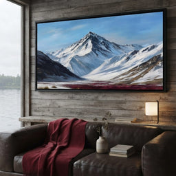 Snowy Alpine Peak Over Heather - room mockup 5