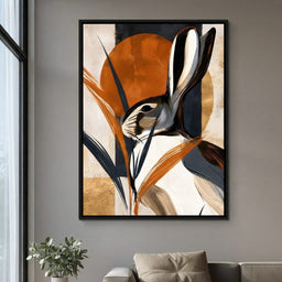 Solitary Hare Before The Setting Sun - living room mockup