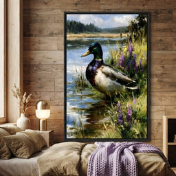 Solitary Mallard By The Still Shore - room mockup 7