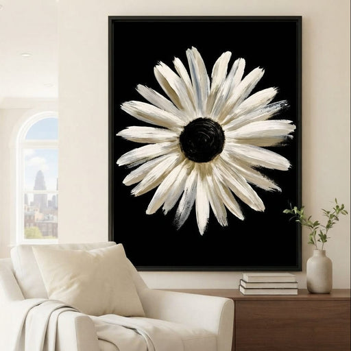 Solitary Pale Petals Against The Void Canvas Print