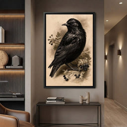 Solitary Starling Perched Upon Hawthorn Branch - room mockup 3