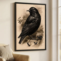 Solitary Starling Perched Upon Hawthorn Branch - room mockup 4