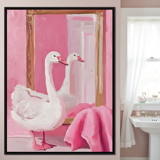Swan in the Bathroom Canvas Print