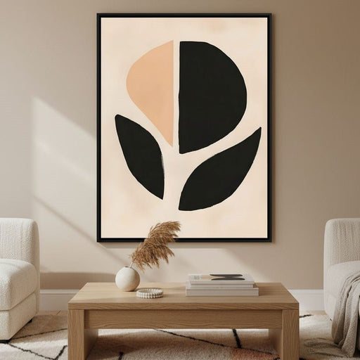 Neutral Abstract Leaf Silhouette Canvas Print