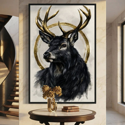 Stag of the Gilded Halo Canvas Print