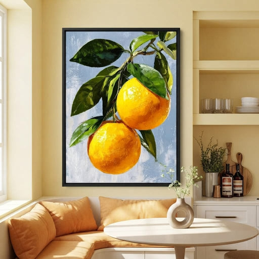Sunlit Oranges On Branch Canvas Print