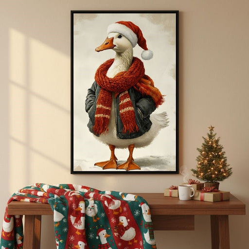 Festive Goose With Cozy Style Canvas Print