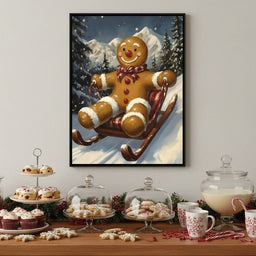 Snowy Sled Ride Gingerbread Joy
