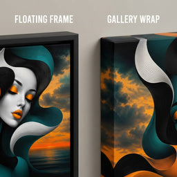 The Lovers Who Never Spoke - TooplesArt - floating frame vs gallery wrap detail
