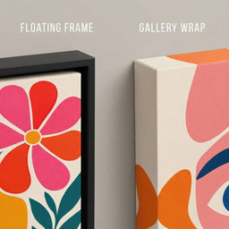 The One Eyed Garden Parade - TooplesArt - floating frame vs gallery wrap detail