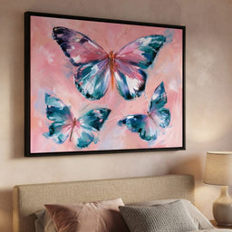 Three Winged Dancers Taking Flight - bedroom mockup