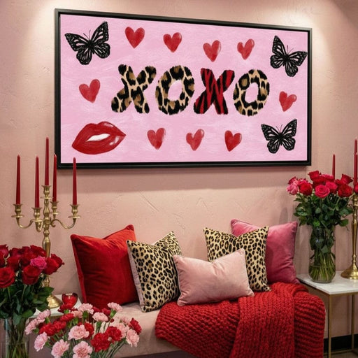 Wild Love XOXO Leopard Hearts Canvas Print