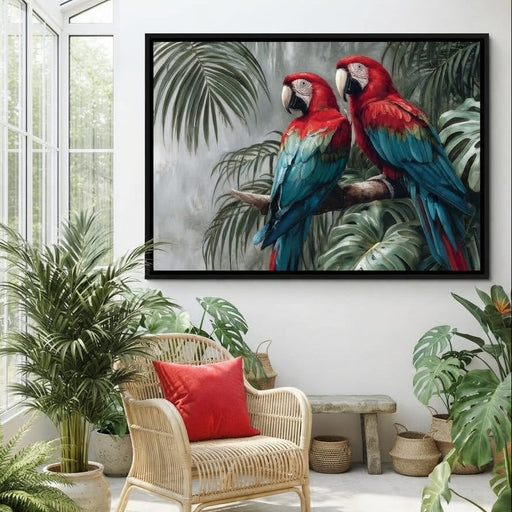Tropical Macaw Duo Rainforest Canvas Print