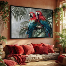 Tropical Macaw Duo Rainforest - room mockup 4