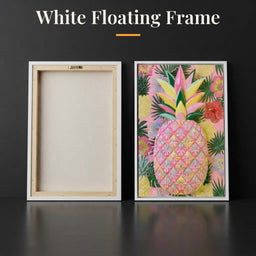 Tropical Solstice Island Pineapple - White Floating Frame back and front