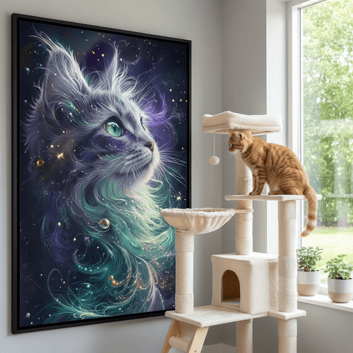 Starlit Feline Nebula Dreams Canvas Print