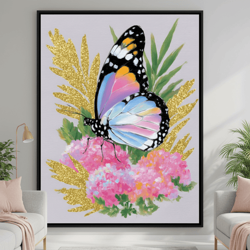 Radiant Butterfly among Blossoms Canvas Print